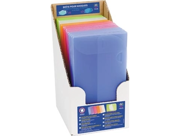 Een Viquel enveloppen voor beschermende mondmaskers, ft 20 x 10,5 x 0,8 cm, display met 15 stuks koop je bij Muys Kantoor & Kado