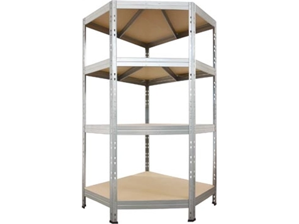 Een AR Shelving rek Corner Rivet, ft 180 x 90 x 90 x 45 cm, 4 legborden uit HDF, gegalvaniseerd koop je bij Muys Kantoor & Kado