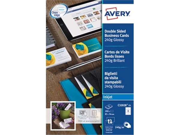 Een AVERY visitekaarten voor inkjet Quick&Clean glanzend, 200 kaartjes, 250 g/m² koop je bij Muys Kantoor & Kado