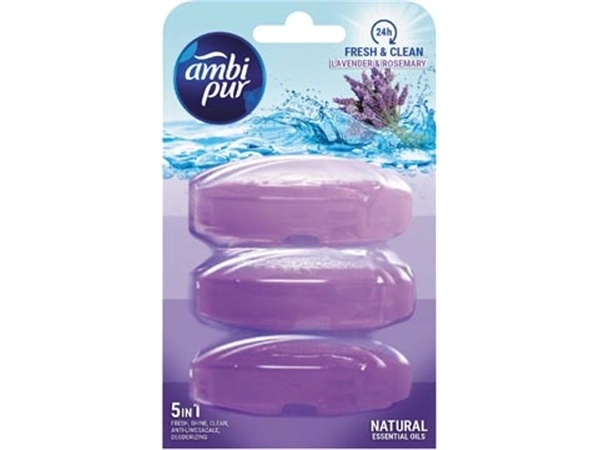 Een Ambi pur Fresh en Shine vulling toiletblokje, 3 x 165 ml koop je bij Muys Kantoor & Kado