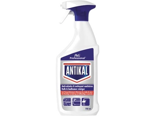 Een Antikal kalk en badkamerreiniger 2in1, spray van 750 ml koop je bij Muys Kantoor & Kado