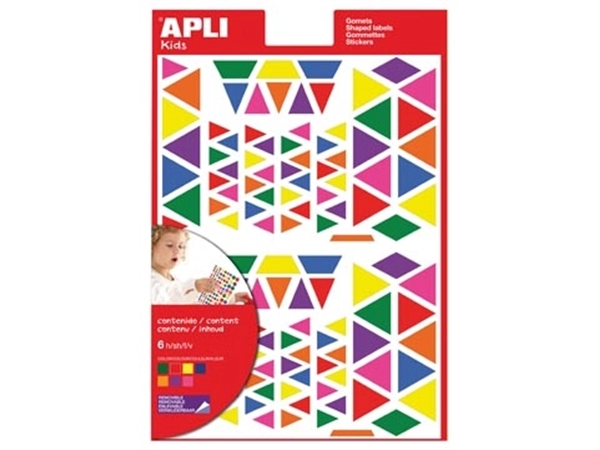 Een Apli Kids verwijderbare stickers, driehoek, blister met 720 stuks in geassorteerde kleuren en groottes koop je bij Muys Kantoor & Kado