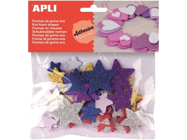 Een Apli Kids zelfklevende glitter sterren, blister met 50 stuks koop je bij Muys Kantoor & Kado