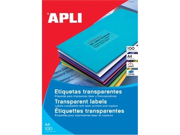 Een Apli Transparante etiketten ft 210 x 297 mm (b x h), 20 stuks, 1 per blad, doos van 20 blad koop je bij Muys Kantoor & Kado