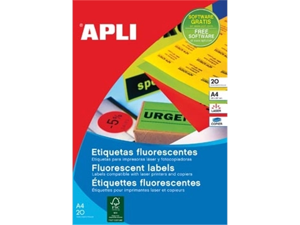 Een Apli fluo etiketten 99,1 x 67,7 mm (b x h) groen koop je bij Muys Kantoor & Kado