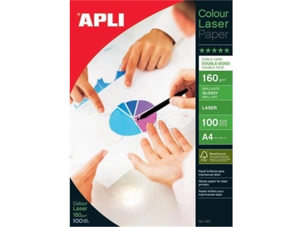 Een Apli fotopapier Colour Laser ft A4, 160 g, pak van 100 vel koop je bij Muys Kantoor & Kado