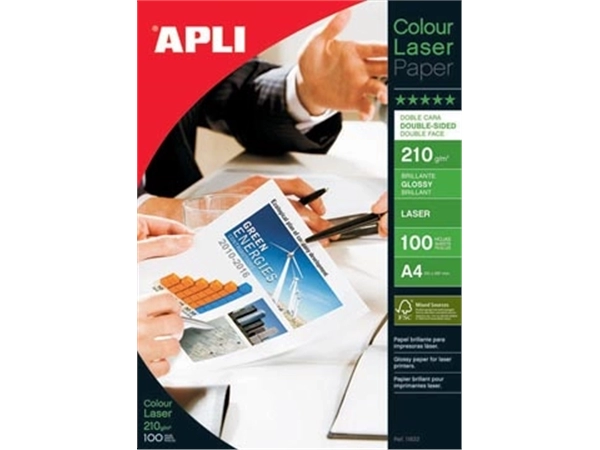 Een Apli fotopapier Colour Laser ft A4, 210 g, pak van 100 vel koop je bij Muys Kantoor & Kado