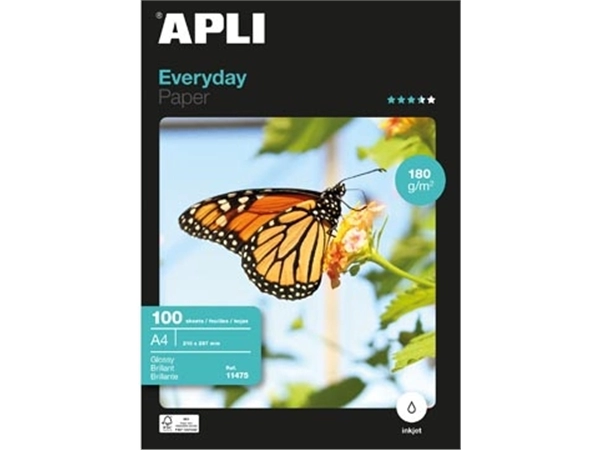 Een Apli fotopapier Everyday ft A4, 180 g, pak van 100 vel koop je bij Muys Kantoor & Kado