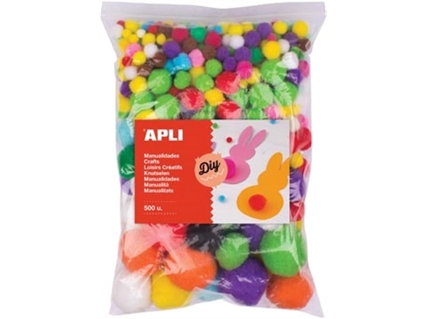 Een Apli pompons, zakje met 500 stuks in geassorteerde kleuren koop je bij Muys Kantoor & Kado