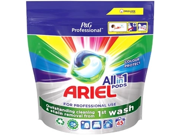 Een Ariel Professional wasmiddel All-in-1 Color, pak van 45 capsules koop je bij Muys Kantoor & Kado