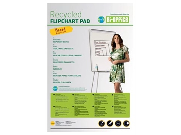 Een Bi-Office flipchartpapier Earth-it, ft 65 x 98 cm, blanco, pak van 50 blad koop je bij Muys Kantoor & Kado