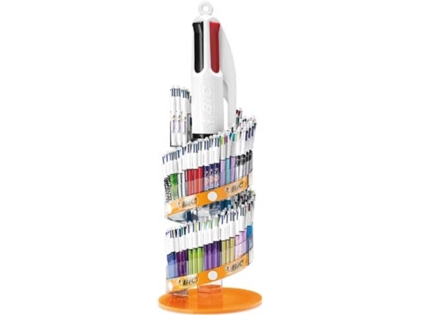 Een Bic Colours Family 4-kleurenbalpen, medium, klassieke en pastel inktkleuren, display van 198 stuks, assor koop je bij Muys Kantoor & Kado