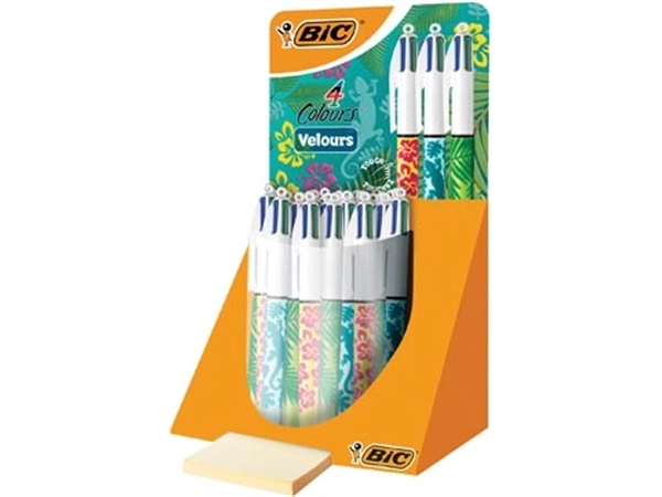 Een Bic Colours Velours 4-kleurenbalpen, medium, klassieke inktkleuren, display van 30 stuks koop je bij Muys Kantoor & Kado