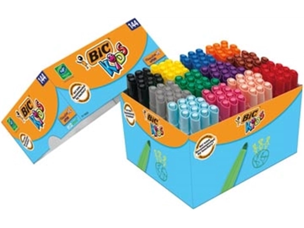 Een Bic Kids Viltstift Visacolor XL Ecolutions schoolbox van 144 stiften koop je bij Muys Kantoor & Kado