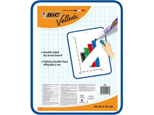 Een Bic Velleda whiteboard, ft 44 x 55 cm, droog uitwisbaar, dubbelzijdig en onbedrukt aan beide kanten koop je bij Muys Kantoor & Kado