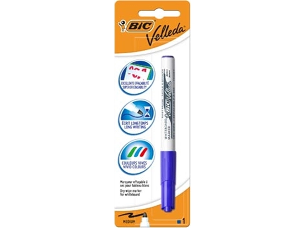 Een Bic Velleda whiteboardmarker 1741, blauw, op blister koop je bij Muys Kantoor & Kado