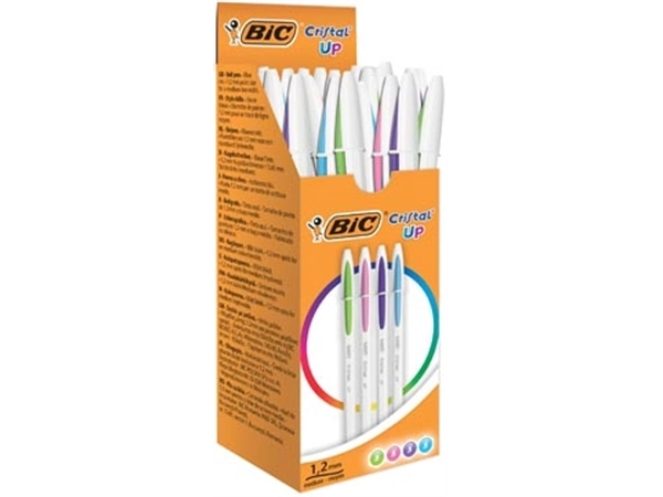 Een Bic balpen Cristal Up, doos met 20 stuks in geassorteerde fun kleuren koop je bij Muys Kantoor & Kado