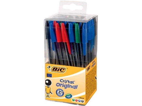 Een Bic balpen Cristal, doos met 50 stuks in geassorteerde kleuren koop je bij Muys Kantoor & Kado