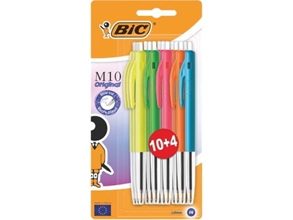 Een Bic balpen M10 Original Ultracolours, blister van 10 + 4 gratis koop je bij Muys Kantoor & Kado