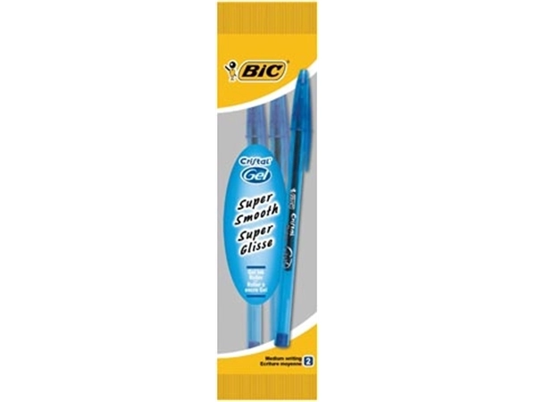 Een Bic roller Cristal Gel blauw, blister met 2 stuks koop je bij Muys Kantoor & Kado