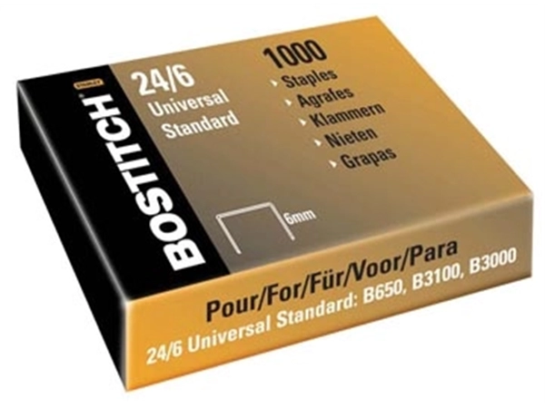 Een Bostitch nietjes 24-6-5MGAL (6 mm), koperkleurig, voor B440F, B660, B650, B3100, B202, B2500, B3000, B... koop je bij Muys Kantoor & Kado