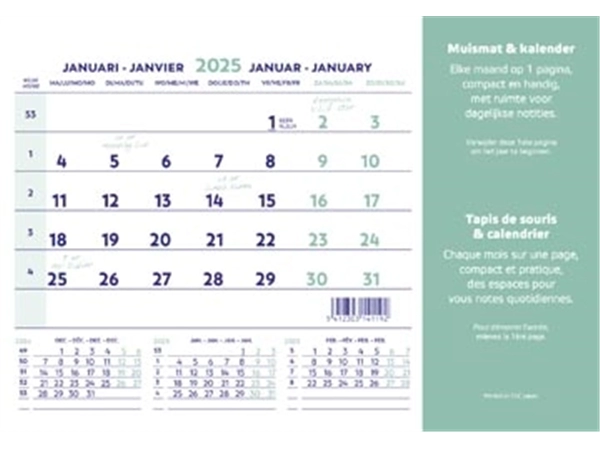 Een Brepols muismatkalender, ft 23X18 cm, Nederlands-Frans, 2025 koop je bij Muys Kantoor & Kado