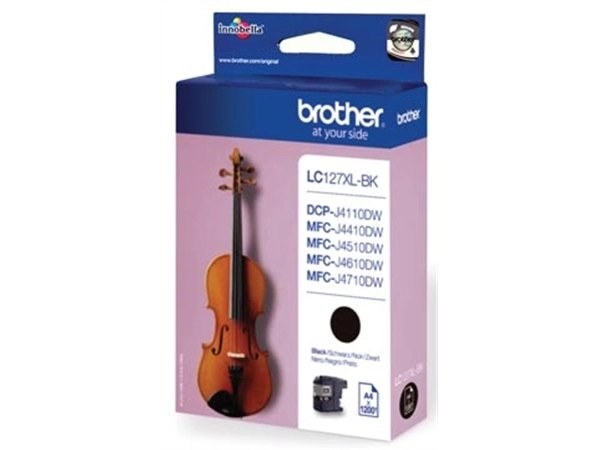 Een Brother inktcartridge, 1.200 pagina's, OEM LC-127XLBK, zwart koop je bij Muys Kantoor & Kado