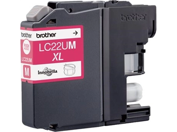 Een Brother inktcartridge, 1.200 pagina's, OEM LC-22UM, magenta koop je bij Muys Kantoor & Kado