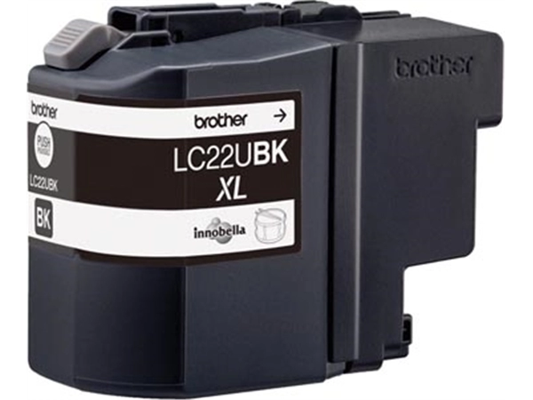 Een Brother inktcartridge, 2.400 pagina's, OEM LC-22UBK, zwart koop je bij Muys Kantoor & Kado