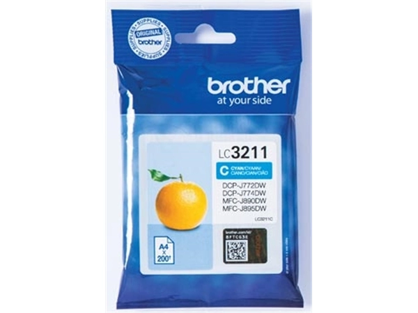 Een Brother inktcartridge, 200 pagina's, OEM LC-3211C, cyaan koop je bij Muys Kantoor & Kado