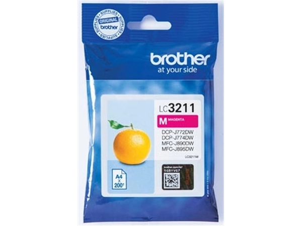 Een Brother inktcartridge, 200 pagina's, OEM LC-3211M, magenta koop je bij Muys Kantoor & Kado