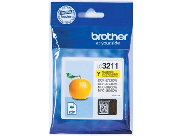 Een Brother inktcartridge, 200 pagina's, OEM LC-3211Y, geel koop je bij Muys Kantoor & Kado