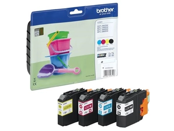 Een Brother inktcartridge, 260 pagina's, OEM LC-221VALBP, 4 kleuren koop je bij Muys Kantoor & Kado