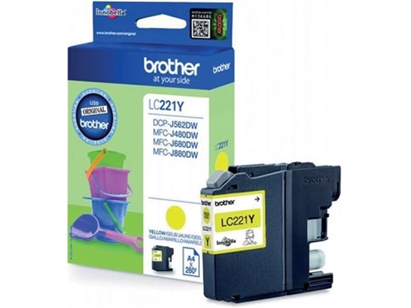 Een Brother inktcartridge, 260 pagina's, OEM LC-221YBP, geel koop je bij Muys Kantoor & Kado