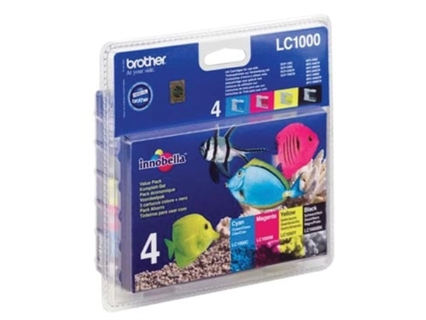 Een Brother inktcartridge, 400 pagina's, OEM LC-1000VALBP, 4 kleuren koop je bij Muys Kantoor & Kado