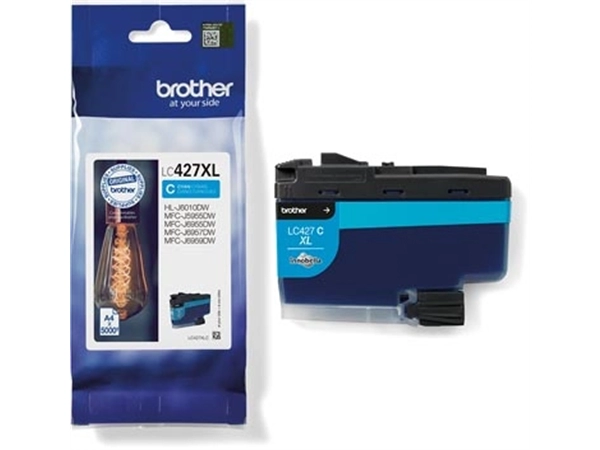 Een Brother inktcartridge, 5.000 pagina's, OEM LC-427XLC, cyaan koop je bij Muys Kantoor & Kado