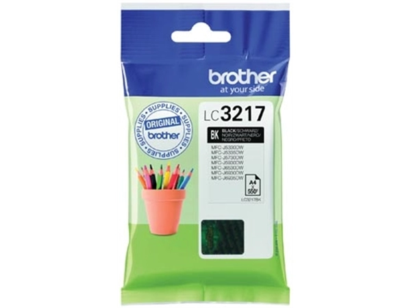 Een Brother inktcartridge, 550 pagina's, OEM LC-3217BK, zwart koop je bij Muys Kantoor & Kado