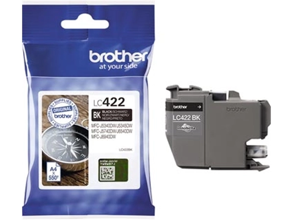 Een Brother inktcartridge, 550 pagina's, OEM LC-422BK, zwart koop je bij Muys Kantoor & Kado