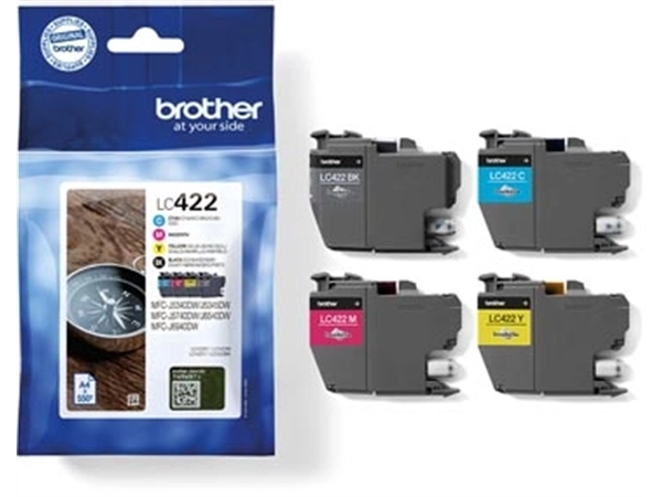 Een Brother inktcartridge, 550 pagina's, OEM LC-422VAL, 4 kleuren koop je bij Muys Kantoor & Kado