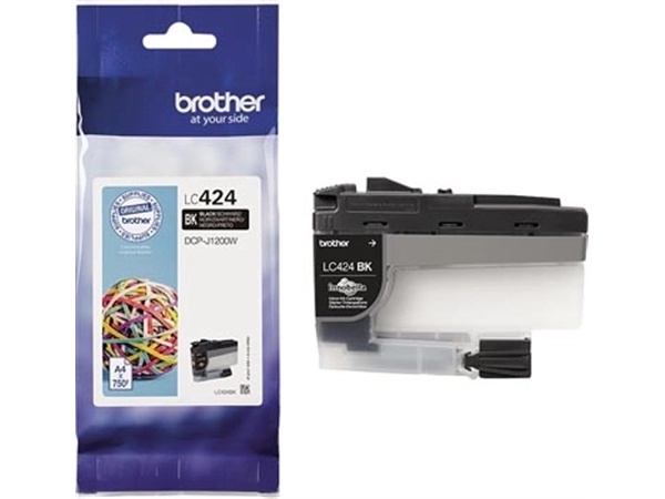 Een Brother inktcartridge, 750 pagina's, OEM LC-424BK, zwart koop je bij Muys Kantoor & Kado