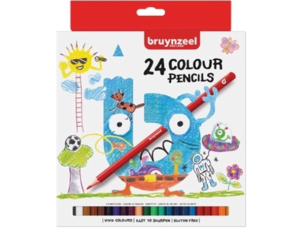 Een Bruynzeel Kids kleurpotloden, set van 24 stuks in geassorteerde kleuren koop je bij Muys Kantoor & Kado