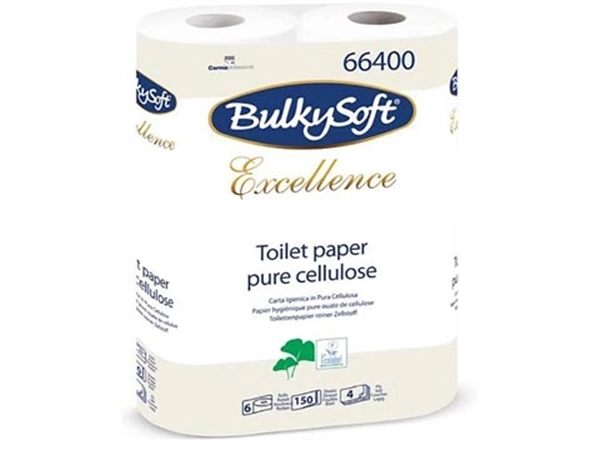 Een Bulkysoft Excellence toiletpapier, 4-laags, 150 vel, pak van 6 rollen koop je bij Muys Kantoor & Kado