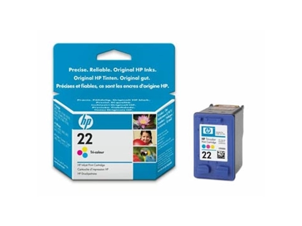 Een HP inktcartridge 22, 165 pagina's, OEM C9352AE, 3 kleuren koop je bij Muys Kantoor & Kado