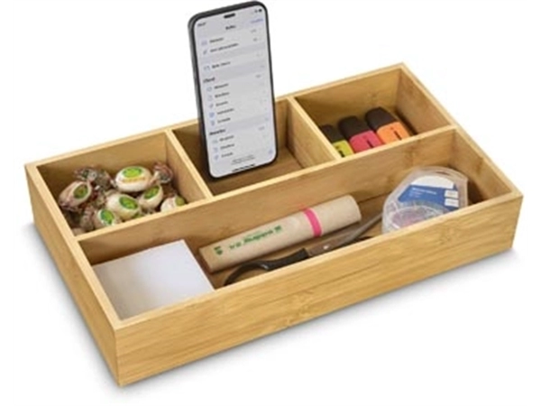 Een CEP desk organizer uit bamboe, liggend, 4 vakken koop je bij Muys Kantoor & Kado