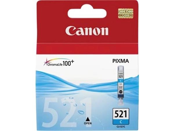 Een Canon inktcartridge CLI-521C, 448 pagina's, OEM 2934B001, cyaan koop je bij Muys Kantoor & Kado