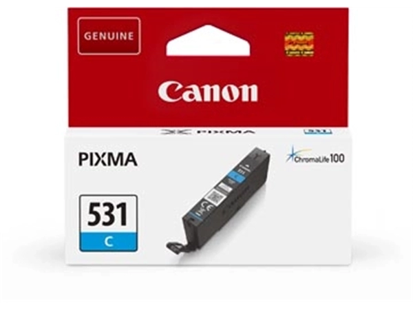 Een Canon inktcartridge CLI-531, 515 pagina's, OEM 6119C001, cyaan koop je bij Muys Kantoor & Kado