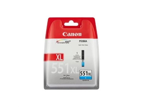 Een Canon inktcartridge CLI-551C-XL, 695 pagina's, OEM 6444B001, cyaan koop je bij Muys Kantoor & Kado