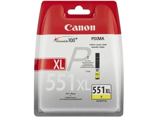 Een Canon inktcartridge CLI-551Y-XL, 695 pagina's, OEM 6446B001, geel koop je bij Muys Kantoor & Kado