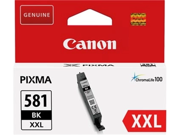 Een Canon inktcartridge CLI-581BK XXL, 858 foto's, OEM 1998C001, zwart koop je bij Muys Kantoor & Kado