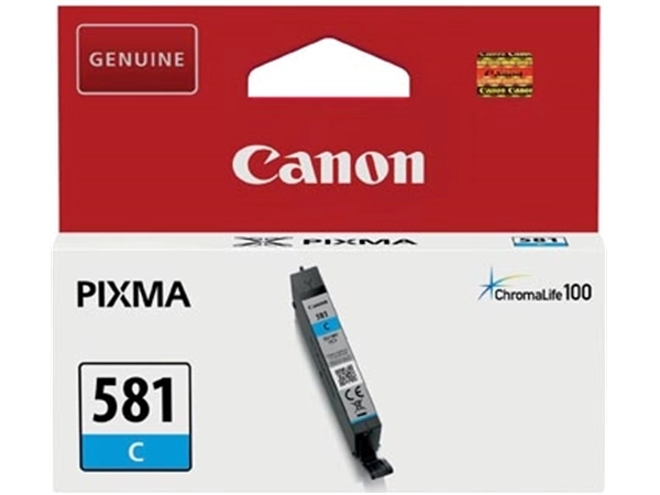 Een Canon inktcartridge CLI-581C, 250 foto's, OEM 2103C001, cyaan koop je bij Muys Kantoor & Kado